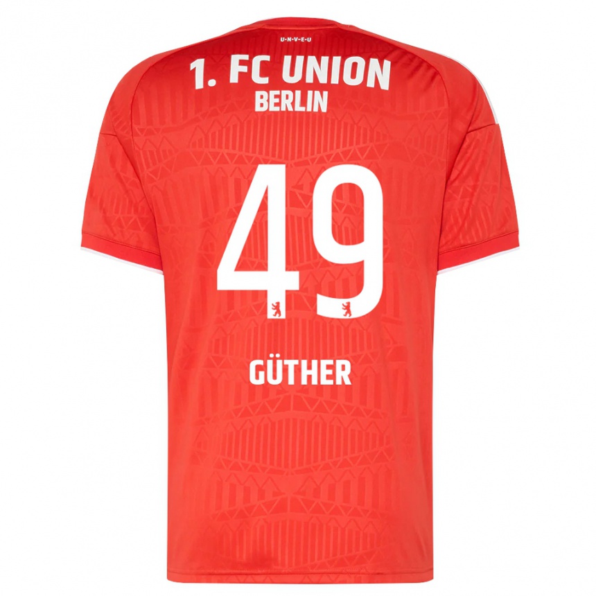 ילדים כדורגל Linus Güther #49 אדום לבן ג'רזי ביתית 2026/27