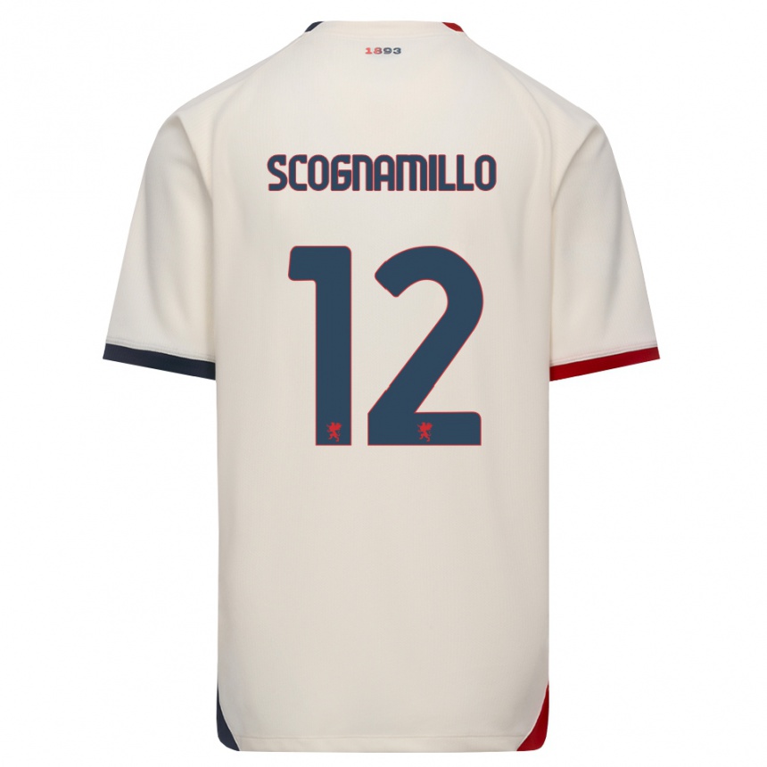 ילדים כדורגל Andrea Scognamillo #12 לבן מבריק אדום הרחק ג'רזי 2026/27