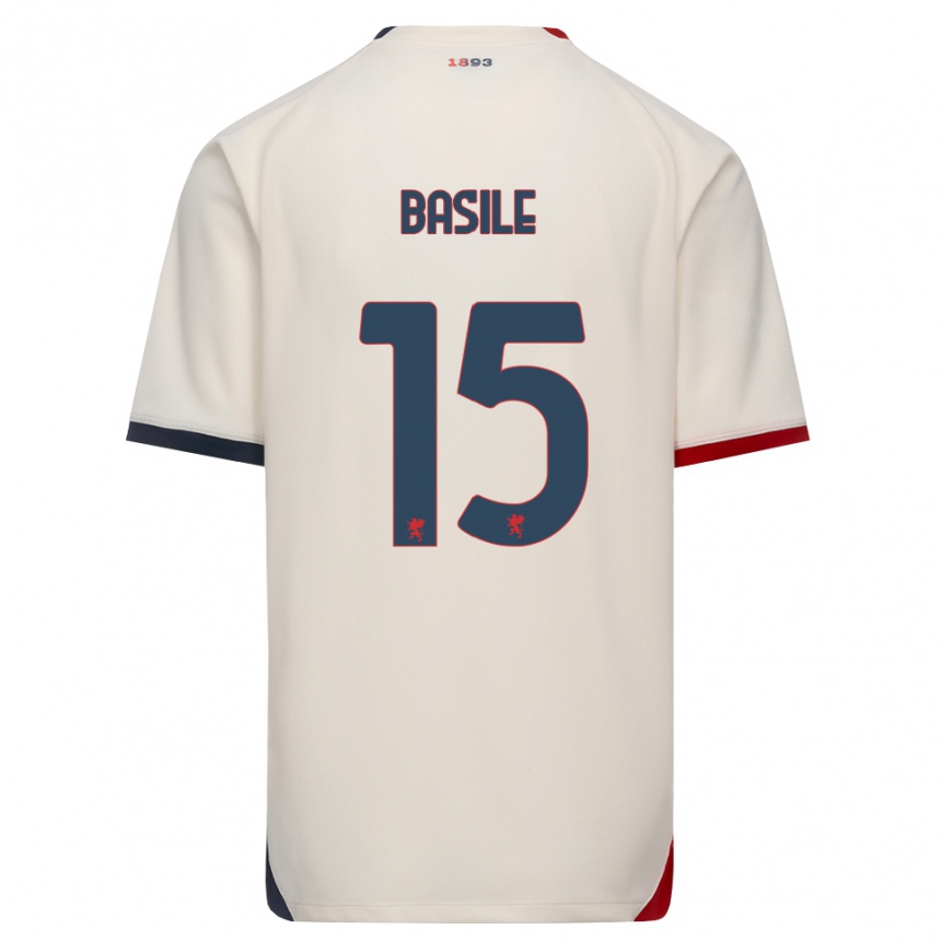 ילדים כדורגל Cosimo Basile #15 לבן מבריק אדום הרחק ג'רזי 2026/27