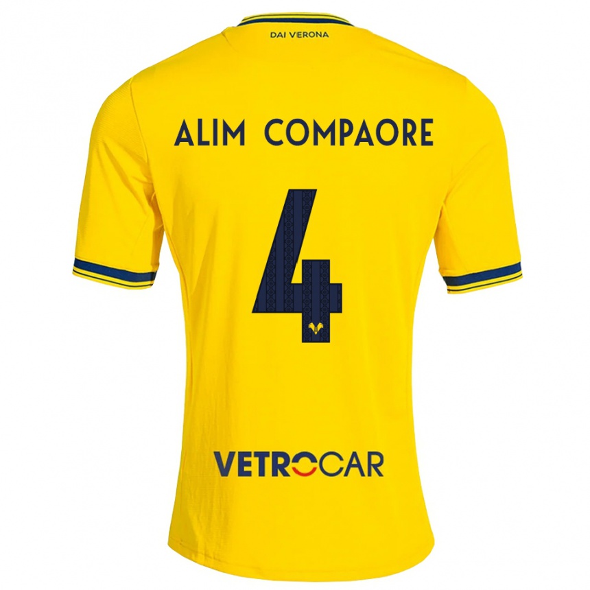 ילדים כדורגל Abdul Alim Compaore #4 צהוב אדום הרחק ג'רזי 2026/27