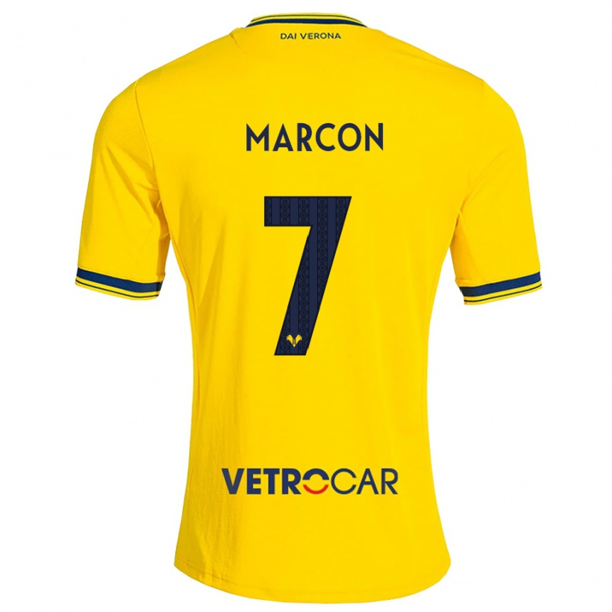 ילדים כדורגל Gabriel Marcon #7 צהוב אדום הרחק ג'רזי 2026/27