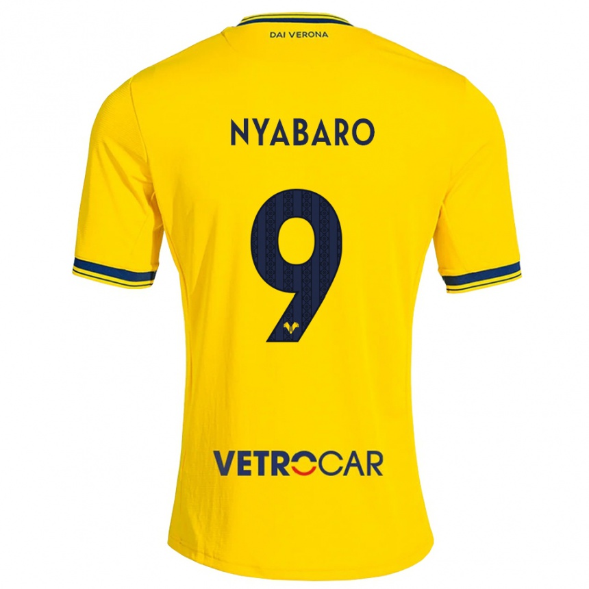 ילדים כדורגל Nicholas Nyabaro #9 צהוב אדום הרחק ג'רזי 2026/27