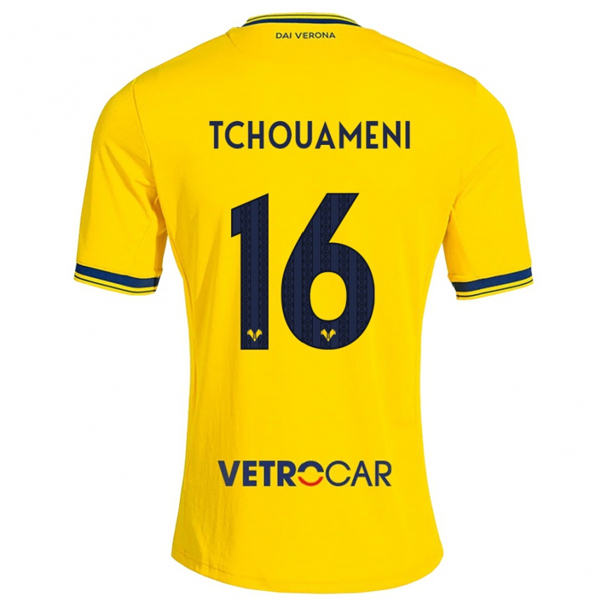 ילדים כדורגל Alex Tchouameni #16 צהוב אדום הרחק ג'רזי 2026/27