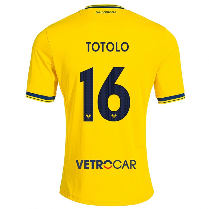 ילדים כדורגל Maddalena Totolo #16 צהוב אדום הרחק ג'רזי 2026/27