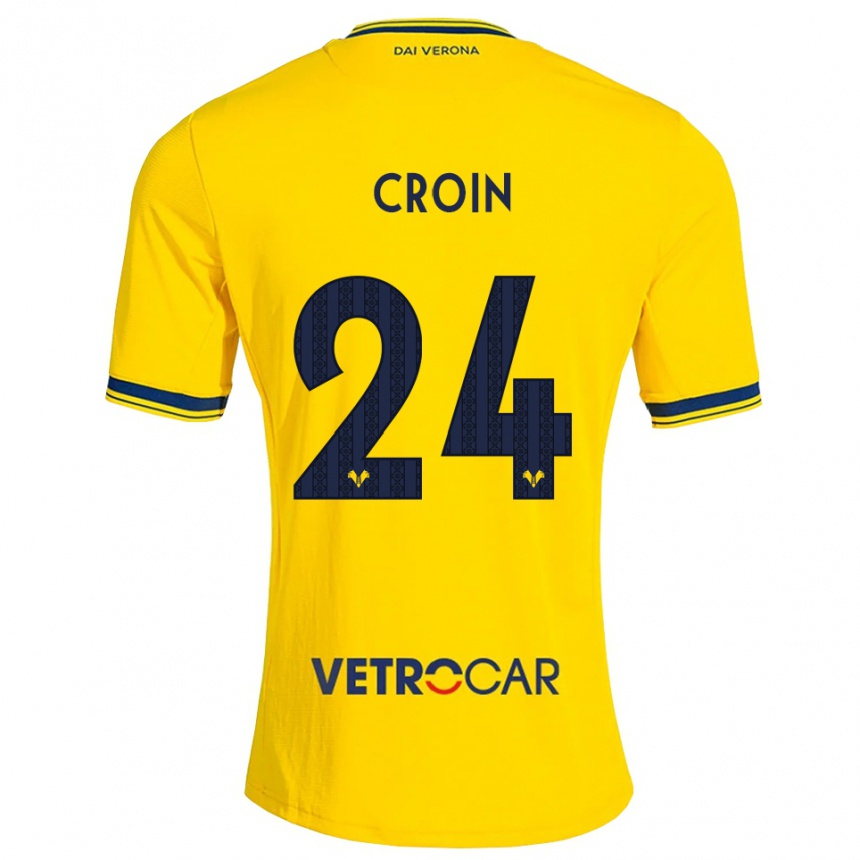 ילדים כדורגל Nicole Croin #24 צהוב אדום הרחק ג'רזי 2026/27