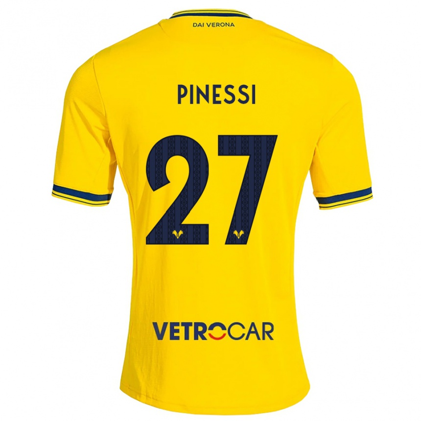ילדים כדורגל Riccardo Pinessi #27 צהוב אדום הרחק ג'רזי 2026/27