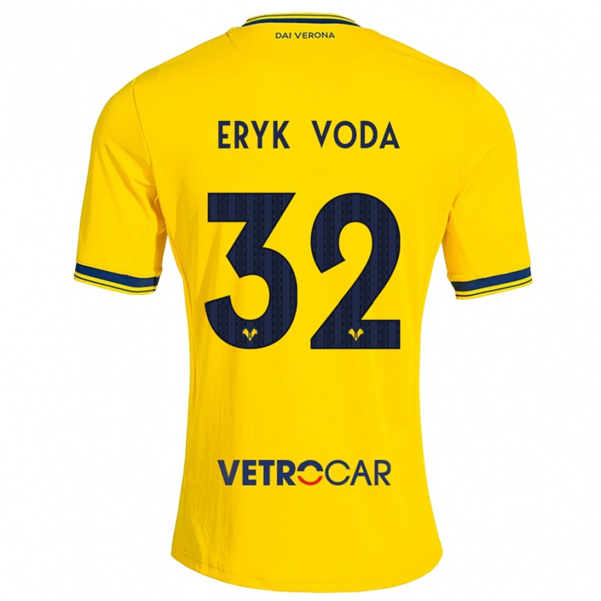 ילדים כדורגל Andrei Eryk Voda #32 צהוב אדום הרחק ג'רזי 2026/27