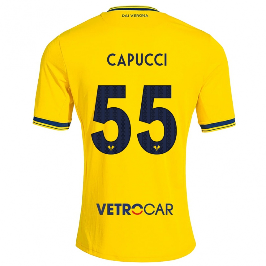ילדים כדורגל Laura Capucci #55 צהוב אדום הרחק ג'רזי 2026/27