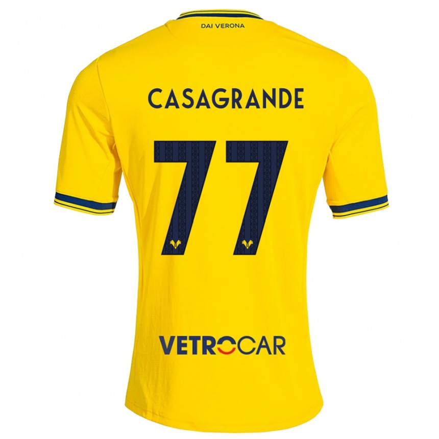 ילדים כדורגל Tommaso Casagrande #77 צהוב אדום הרחק ג'רזי 2026/27