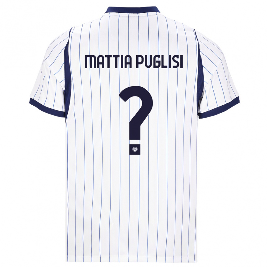ילדים כדורגל Luca Mattia Puglisi #0 לבן כחול כהה הרחק ג'רזי 2026/27