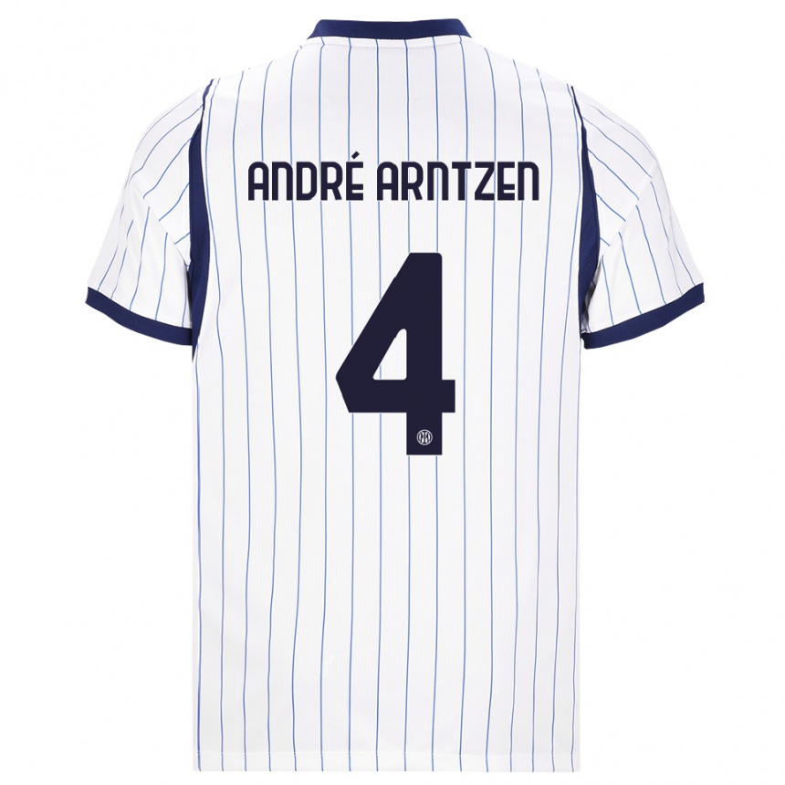 ילדים כדורגל Matheo André Arntzen #4 לבן כחול כהה הרחק ג'רזי 2026/27