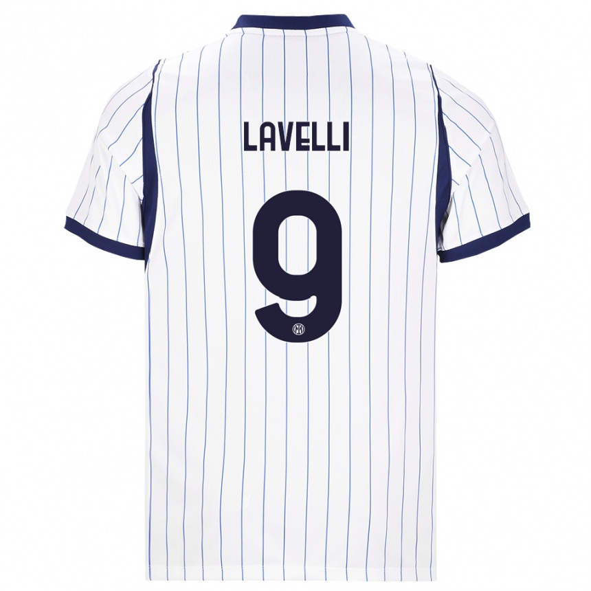 ילדים כדורגל Matteo Lavelli #9 לבן כחול כהה הרחק ג'רזי 2026/27