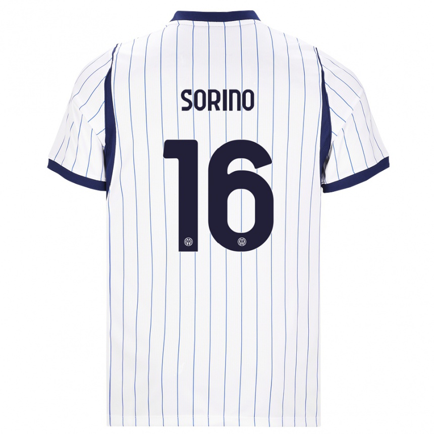 ילדים כדורגל Davide Sorino #16 לבן כחול כהה הרחק ג'רזי 2026/27