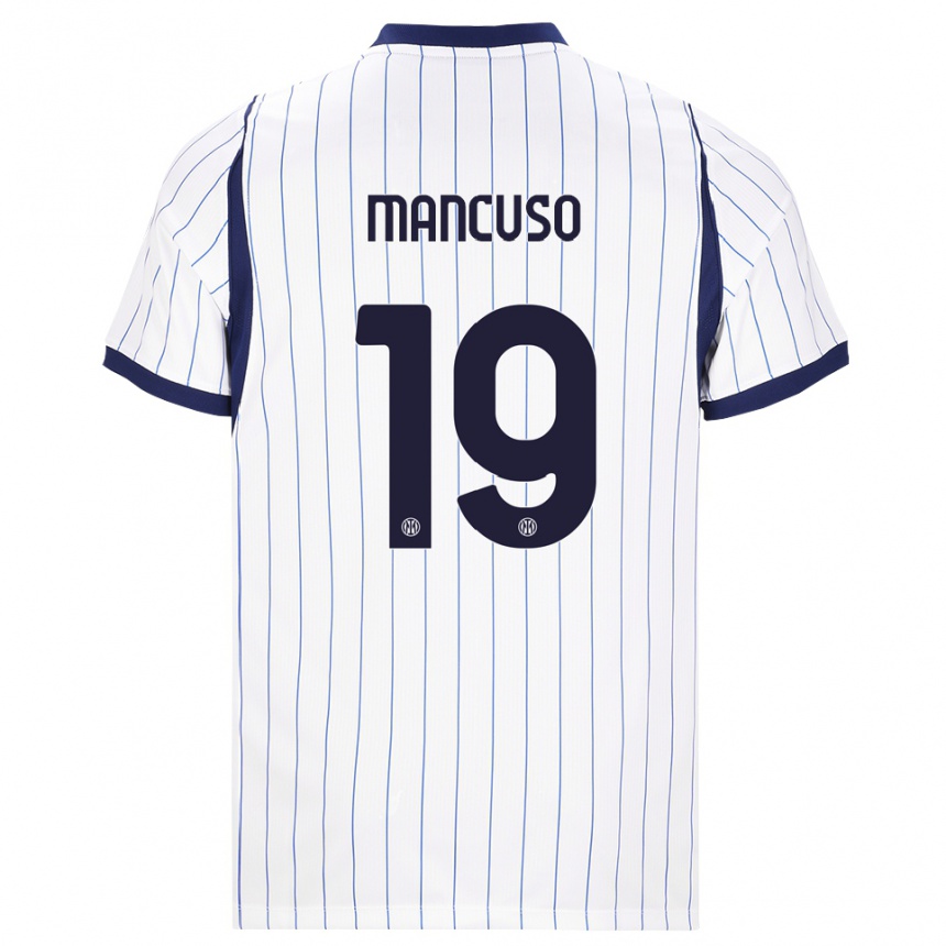 ילדים כדורגל Matias Mancuso #19 לבן כחול כהה הרחק ג'רזי 2026/27