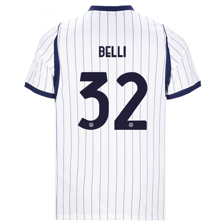 ילדים כדורגל Elena Belli #32 לבן כחול כהה הרחק ג'רזי 2026/27