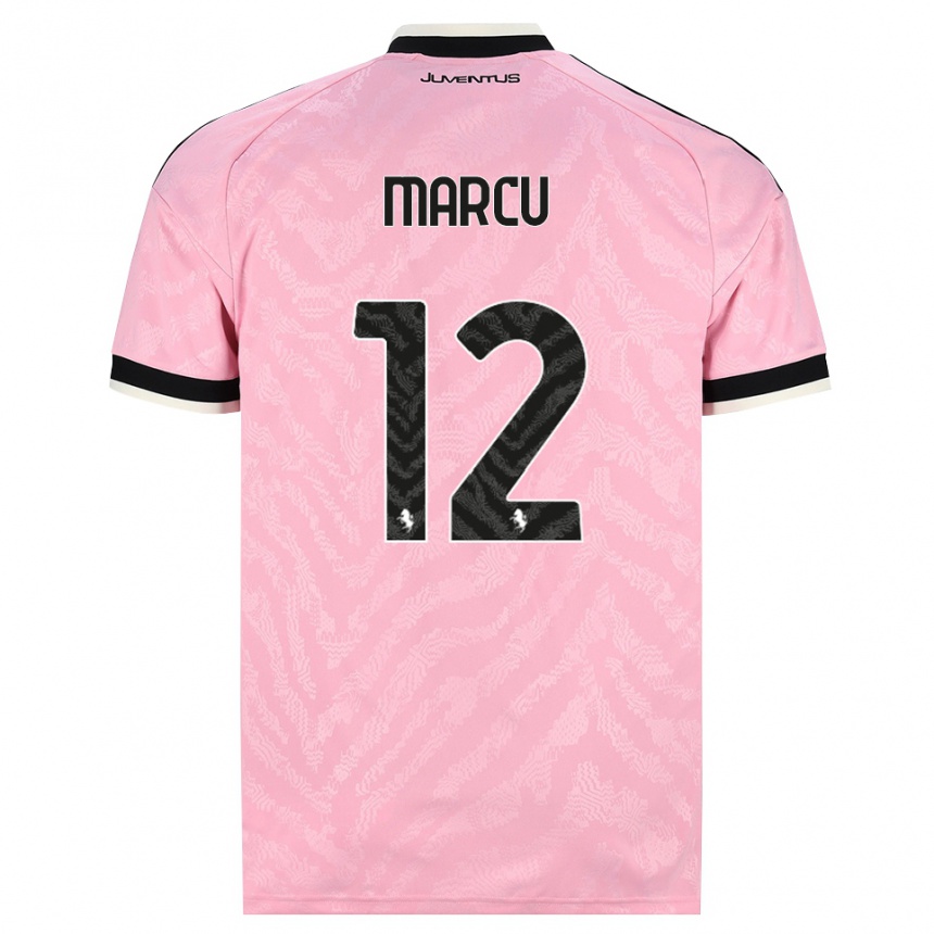 ילדים כדורגל Alessio Marcu #12 ורוד שחור הרחק ג'רזי 2026/27 ילדים כדורגל Alessio Marcu #12 ורוד שחור הרחק ג'רזי 2026/27