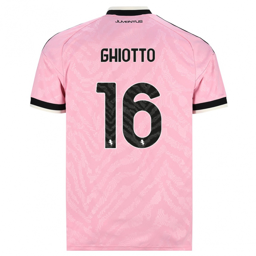 ילדים כדורגל Alessandro Ghiotto #16 ורוד שחור הרחק ג'רזי 2026/27