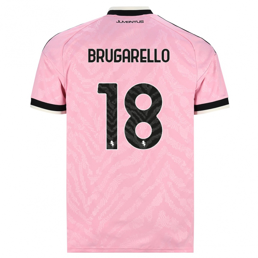 ילדים כדורגל Mattia Brugarello #18 ורוד שחור הרחק ג'רזי 2026/27