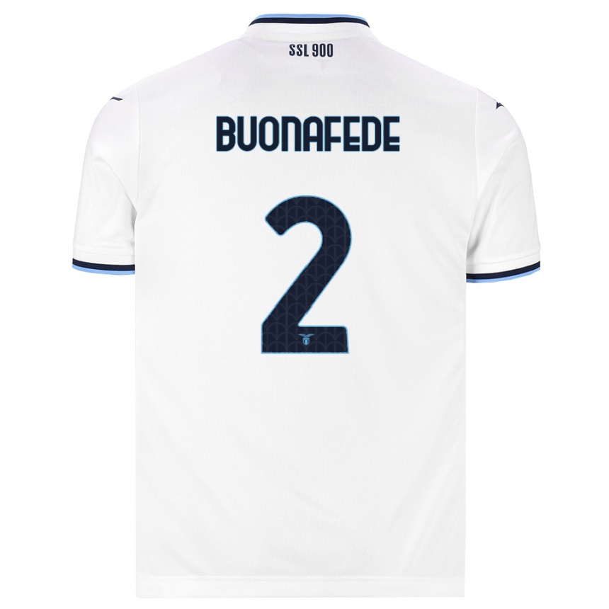 ילדים כדורגל Tommaso Buonafede #2 לבן כחול כהה הרחק ג'רזי 2026/27