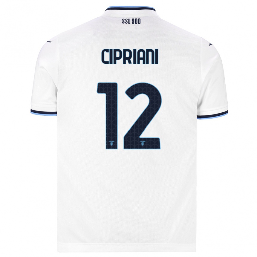 ילדים כדורגל Alessio Cipriani #12 לבן כחול כהה הרחק ג'רזי 2026/27