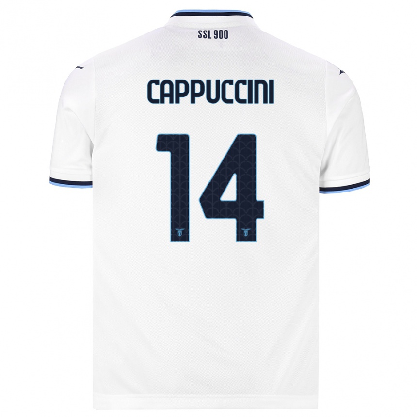 ילדים כדורגל Samuele Cappuccini #14 לבן כחול כהה הרחק ג'רזי 2026/27