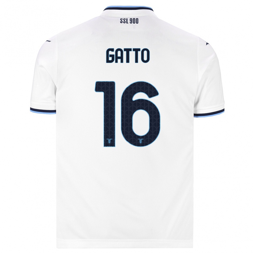 ילדים כדורגל Francesco Gatto #16 לבן כחול כהה הרחק ג'רזי 2026/27