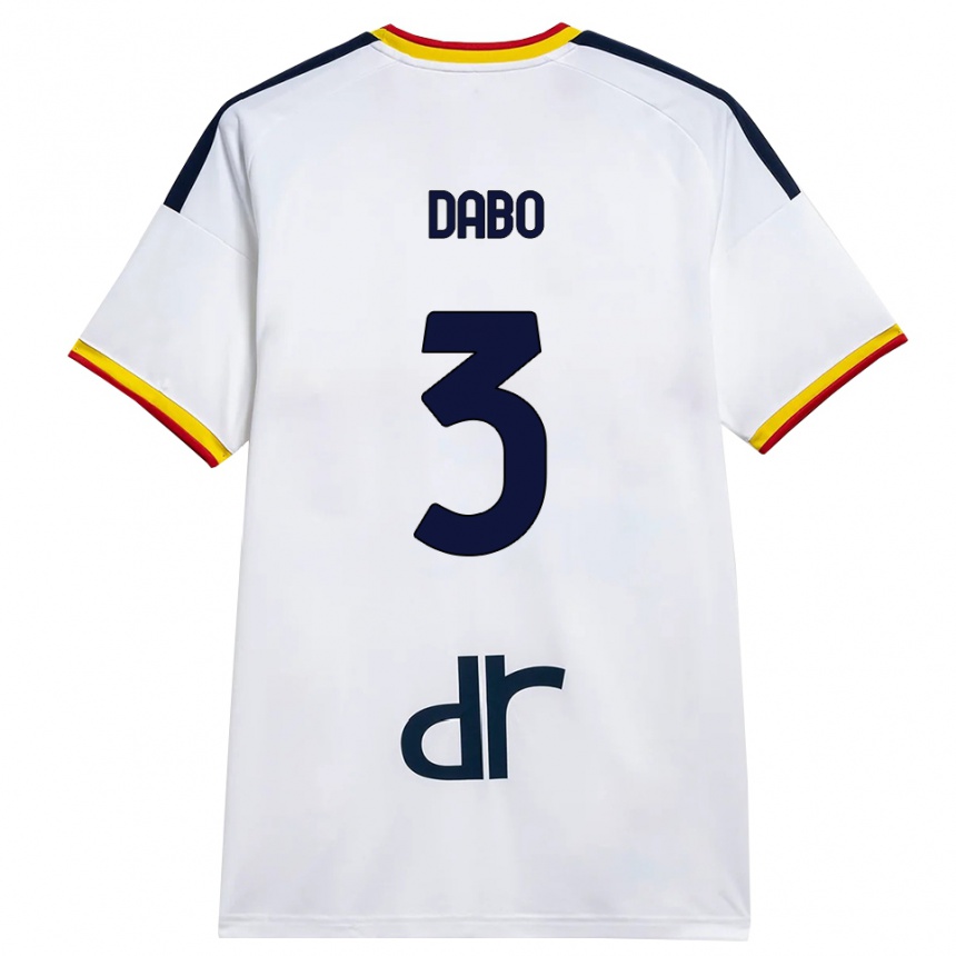 ילדים כדורגל Ismael Dabo #3 לבן צהוב אדום הרחק ג'רזי 2026/27