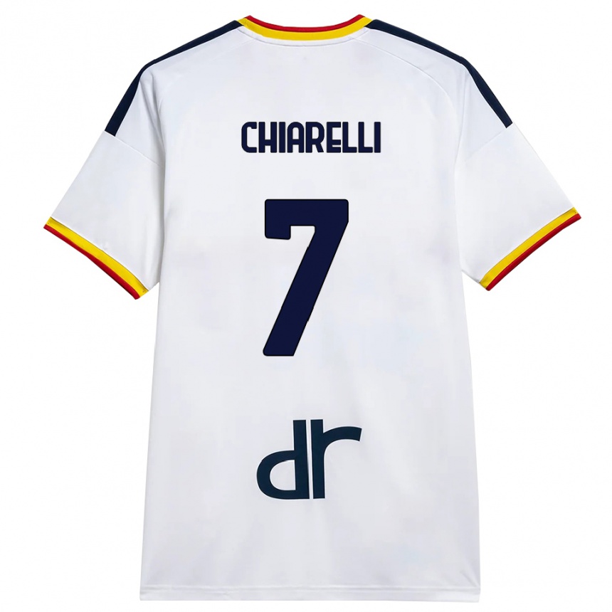 ילדים כדורגל Donato Chiarelli #7 לבן צהוב אדום הרחק ג'רזי 2026/27