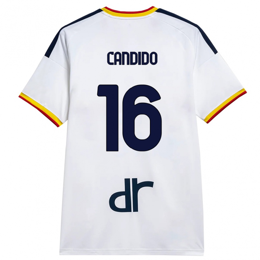ילדים כדורגל Filippo Candido #16 לבן צהוב אדום הרחק ג'רזי 2026/27