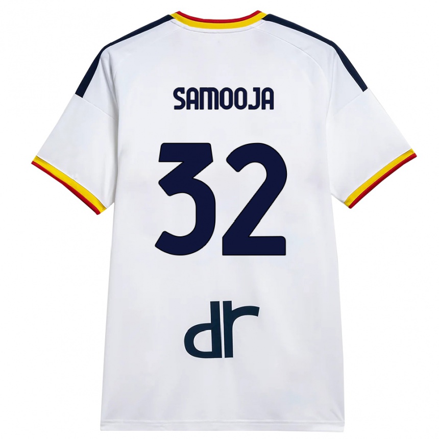 ילדים כדורגל Jasper Samooja #32 לבן צהוב אדום הרחק ג'רזי 2026/27