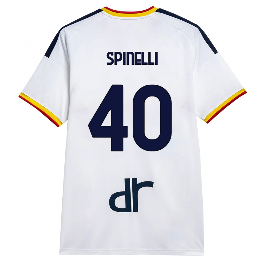 ילדים כדורגל Nicolò Spinelli #40 לבן צהוב אדום הרחק ג'רזי 2026/27 ילדים כדורגל Nicolò Spinelli #40 לבן צהוב אדום הרחק ג'רזי 2026/27