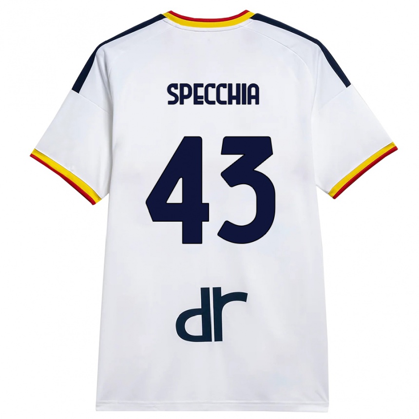 ילדים כדורגל Marco Specchia #43 לבן צהוב אדום הרחק ג'רזי 2026/27