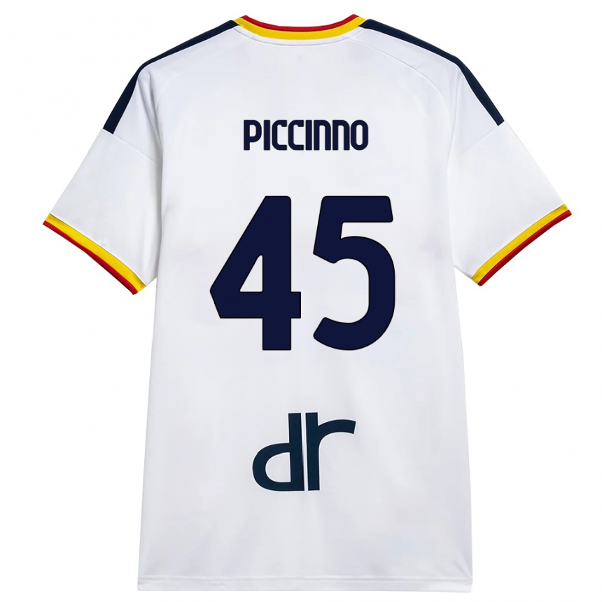 ילדים כדורגל Daniele Piccinno #45 לבן צהוב אדום הרחק ג'רזי 2026/27