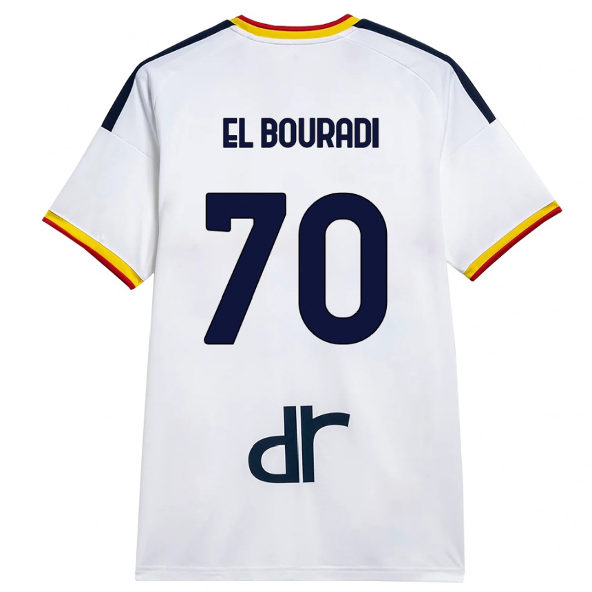 ילדים כדורגל Walid El Bouradi #70 לבן צהוב אדום הרחק ג'רזי 2026/27