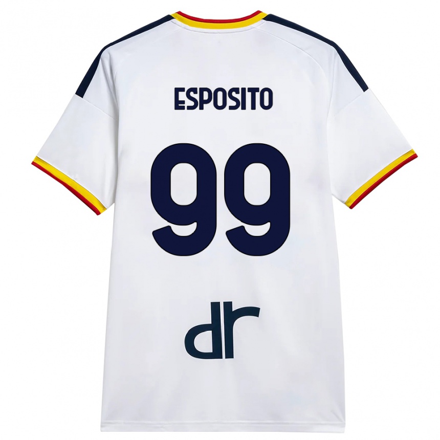ילדים כדורגל Pasquale Esposito #99 לבן צהוב אדום הרחק ג'רזי 2026/27