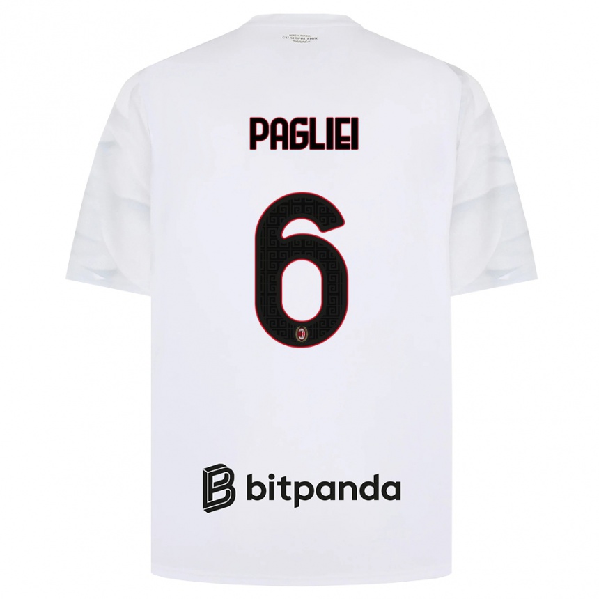 ילדים כדורגל Matteo Pagliei #6 לבן אדום שחור הרחק ג'רזי 2026/27