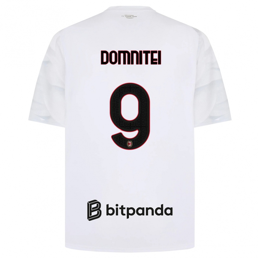 ילדים כדורגל Francesco Domniței #9 לבן אדום שחור הרחק ג'רזי 2026/27