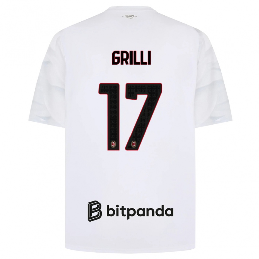 ילדים כדורגל Federico Grilli #17 לבן אדום שחור הרחק ג'רזי 2026/27