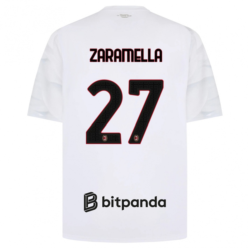 ילדים כדורגל Mattia Zaramella #27 לבן אדום שחור הרחק ג'רזי 2026/27