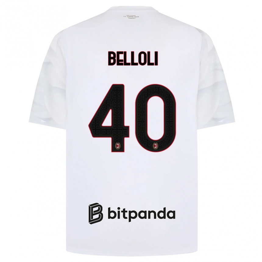 ילדים כדורגל Sofia Belloli #40 לבן אדום שחור הרחק ג'רזי 2026/27