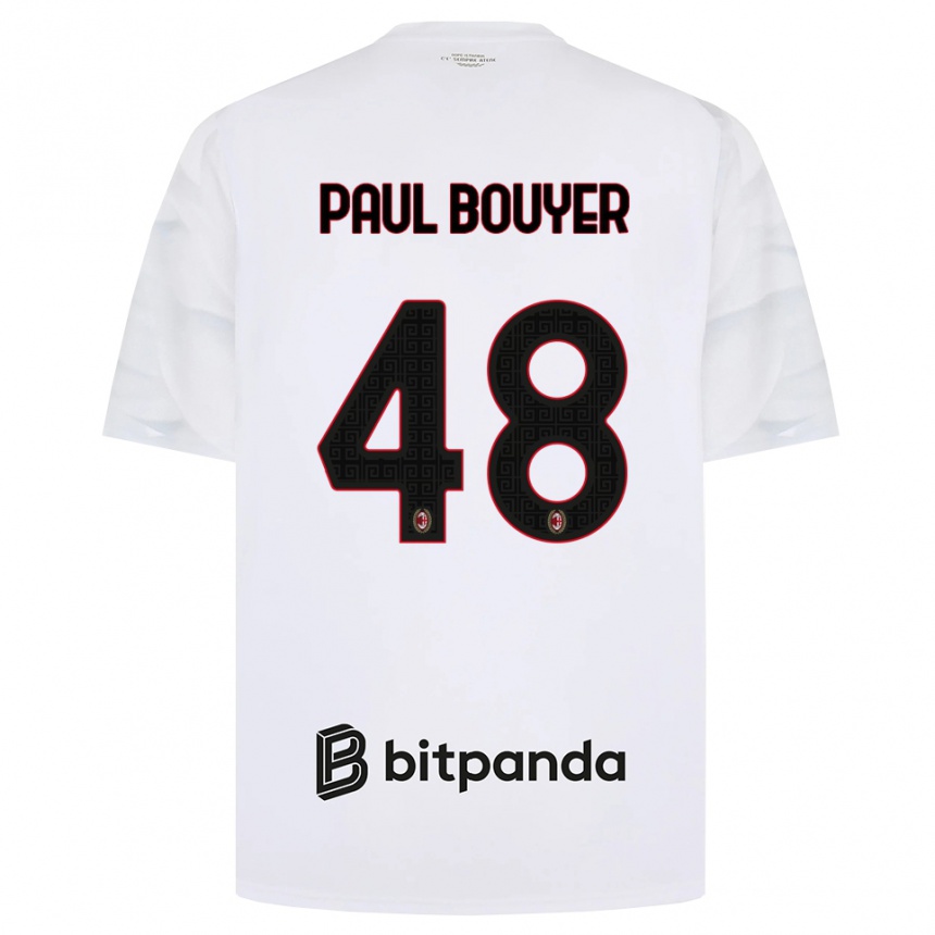 ילדים כדורגל Léo Paul Bouyer #48 לבן אדום שחור הרחק ג'רזי 2026/27