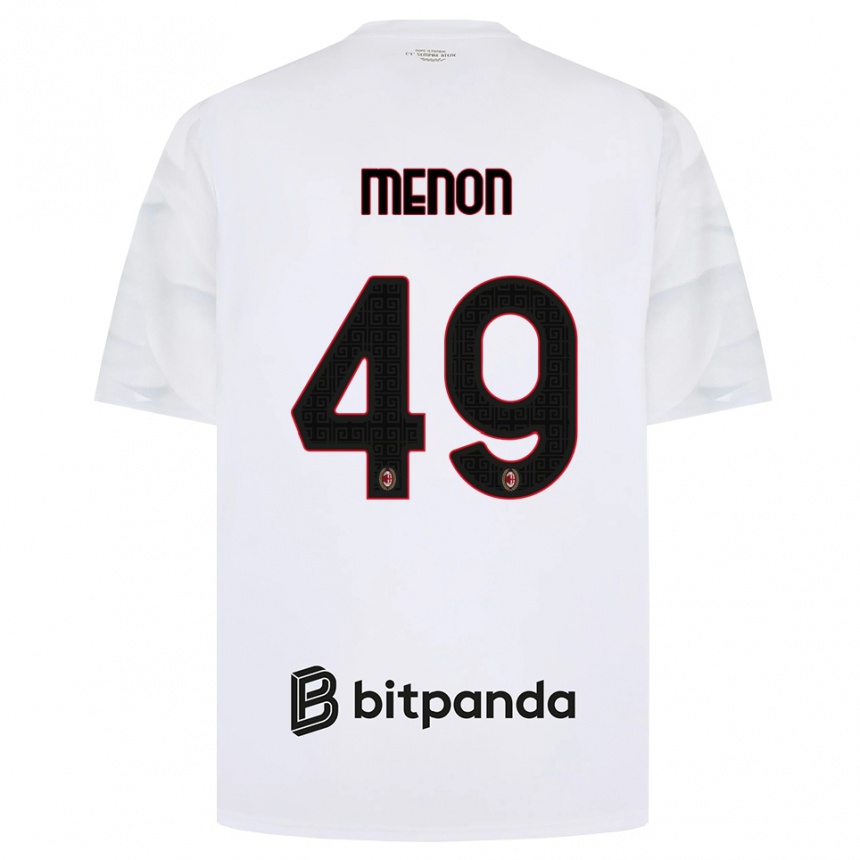 ילדים כדורגל Luca Menon #49 לבן אדום שחור הרחק ג'רזי 2026/27