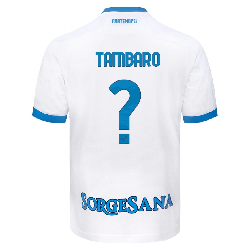 ילדים כדורגל Nicola Tambaro #0 לבן כחול שמיים הרחק ג'רזי 2026/27