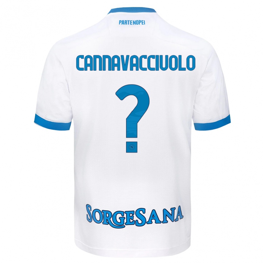 ילדים כדורגל Luigi Pio Cannavacciuolo #0 לבן כחול שמיים הרחק ג'רזי 2026/27