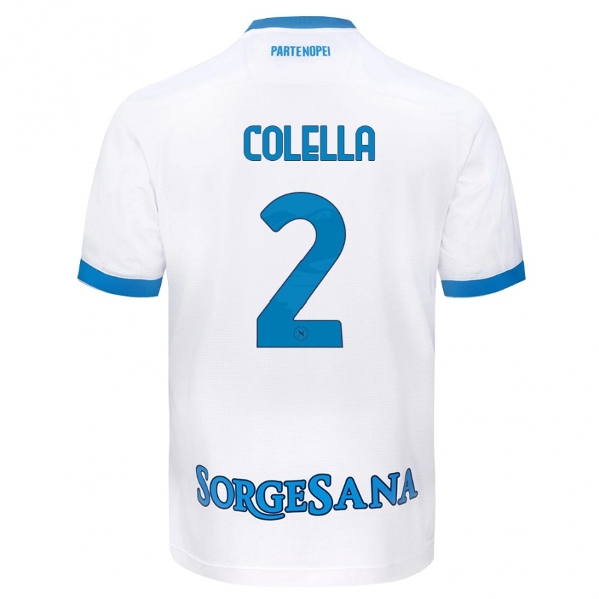 ילדים כדורגל Raffaele Colella #2 לבן כחול שמיים הרחק ג'רזי 2026/27