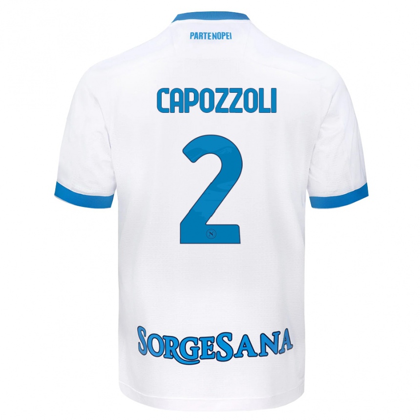 ילדים כדורגל Emanuele Capozzoli #2 לבן כחול שמיים הרחק ג'רזי 2026/27