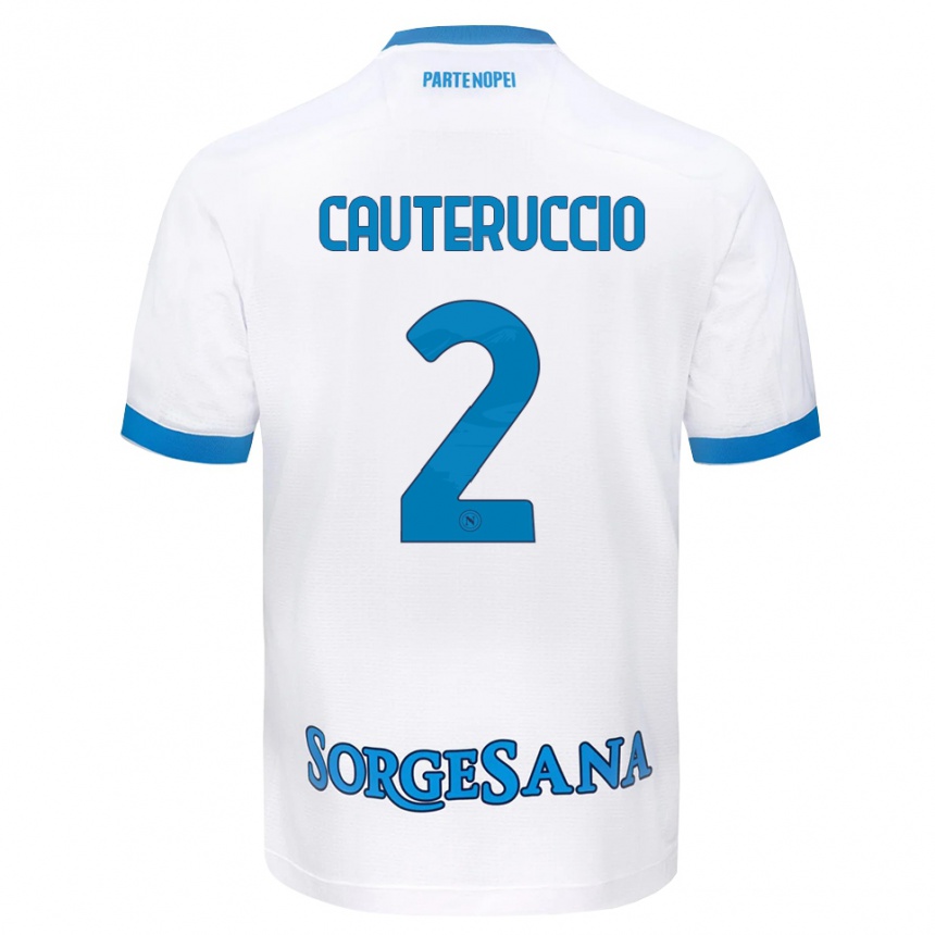 ילדים כדורגל Walter Cauteruccio #2 לבן כחול שמיים הרחק ג'רזי 2026/27