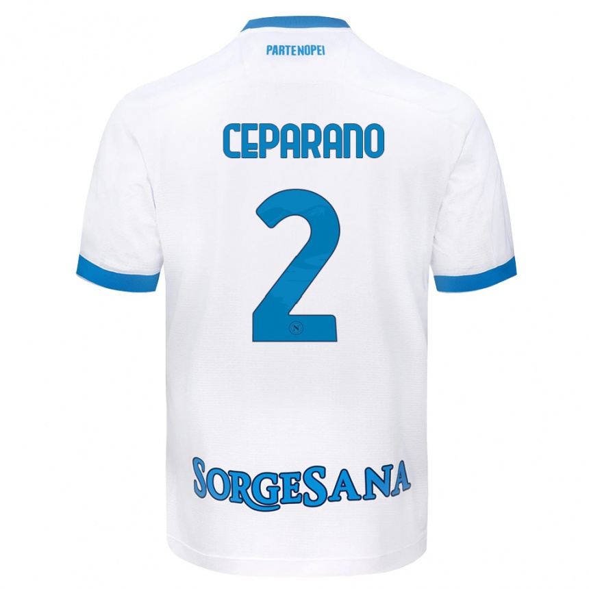 ילדים כדורגל Mario Ceparano #2 לבן כחול שמיים הרחק ג'רזי 2026/27