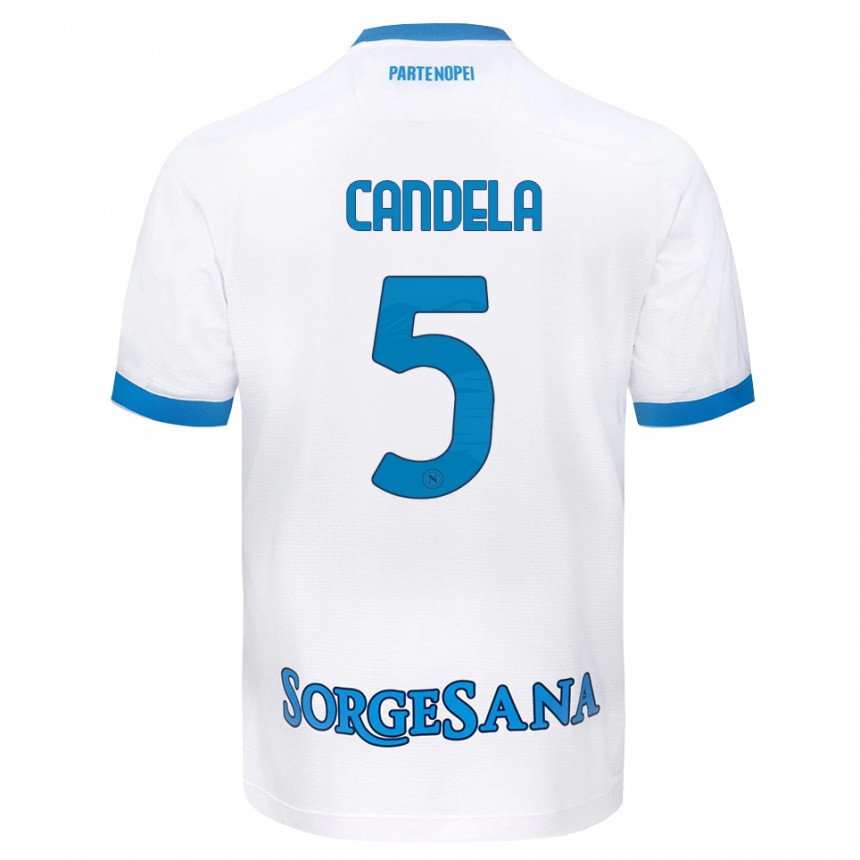 ילדים כדורגל Ivan Candela #5 לבן כחול שמיים הרחק ג'רזי 2026/27