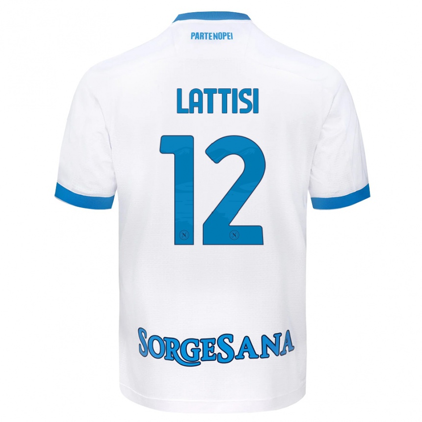ילדים כדורגל Francesco Lattisi #12 לבן כחול שמיים הרחק ג'רזי 2026/27